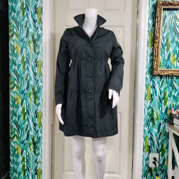 Valentino R.E.D Black Raincoat/Shacket Peplum Whimsy Goth Babydoll 40 S/M - Picture 14 of 15